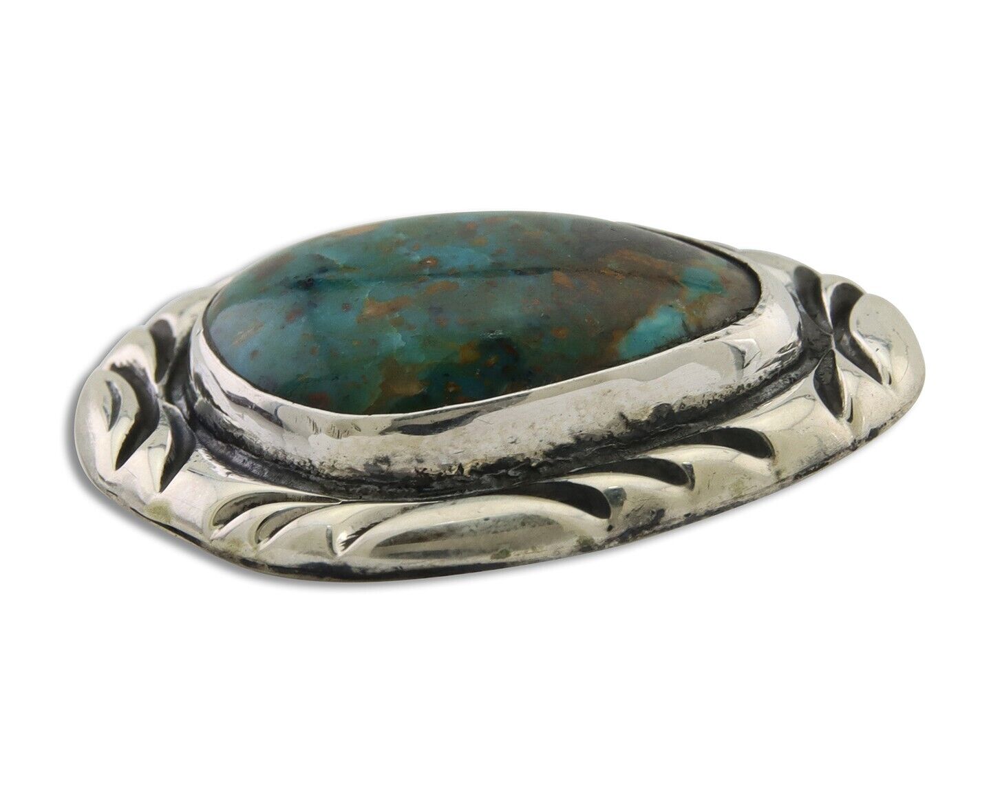 Navajo Pin 925 Silver Natural Mined Turquoise Artist Signed C Montoya C.80's