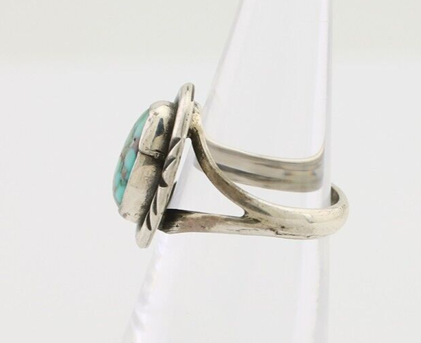 Navajo Ring 925 Silver Spiderweb Turquoise Native American Artist C.80's