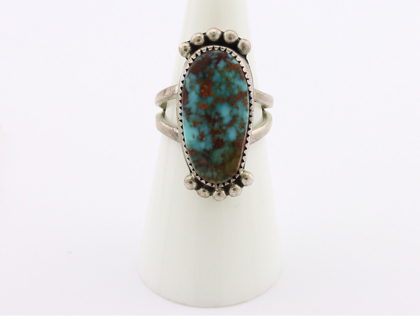 Navajo Ring 925 Silver Natural Turquoise Native American Artist C.80's