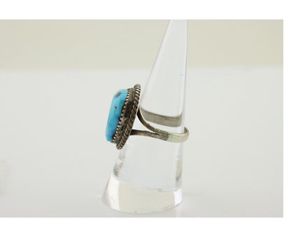 Navajo Ring 925 Silver Morenci Turquoise Native American Artist C.80's