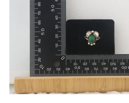 Vintage Navajo Ring 925 Sterling Authentic Traditional Malachite Size 5.75