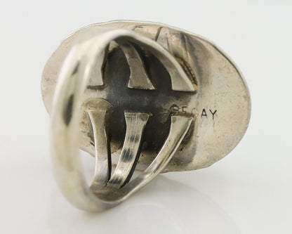 Navajo Ring 925 Silver Natural Blue Turquoise Artist Signed M BEGAY C.80's