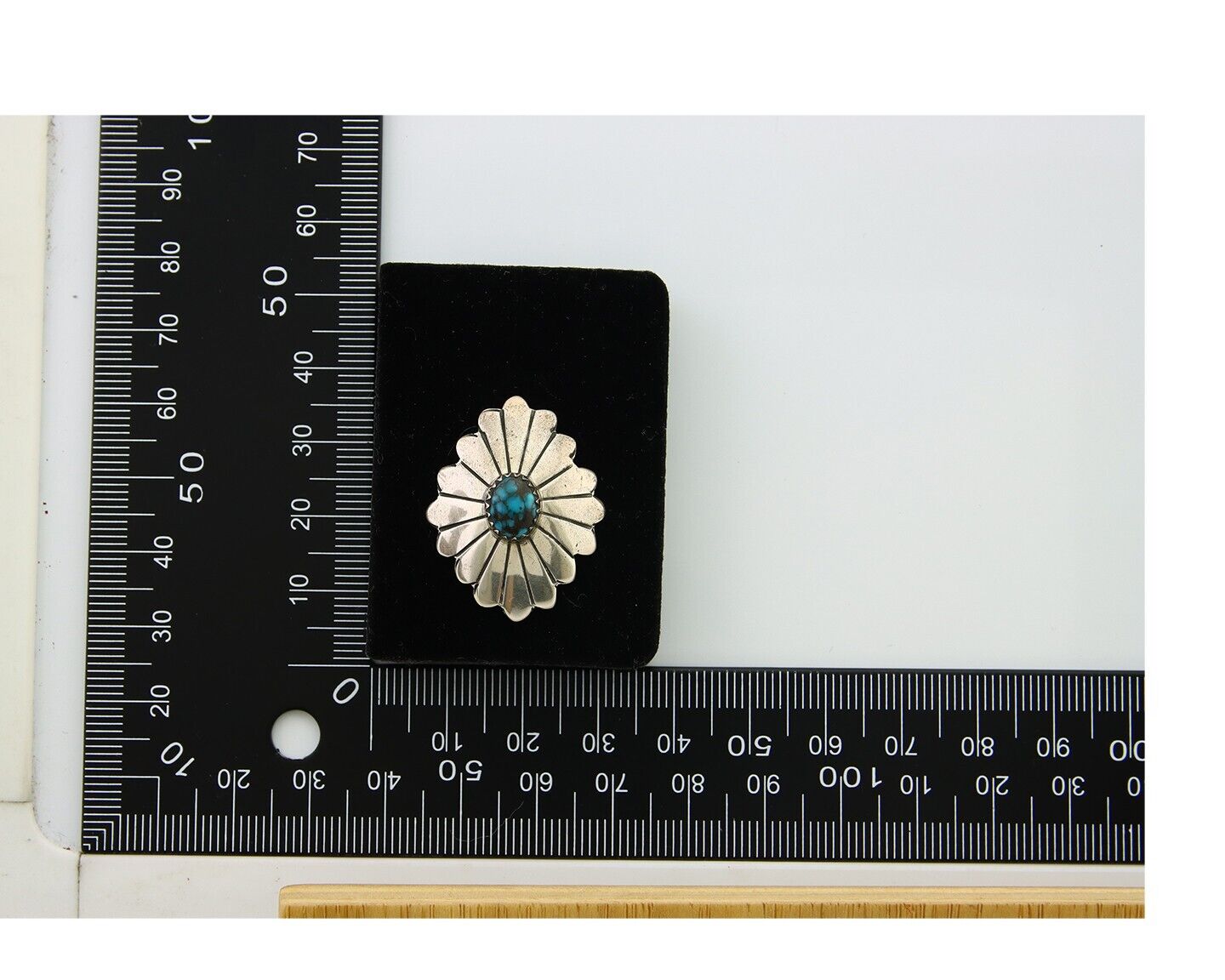 Navajo Bracelet 925 Silver Concho Hand Stamped Turquoise Native Artist C.80's