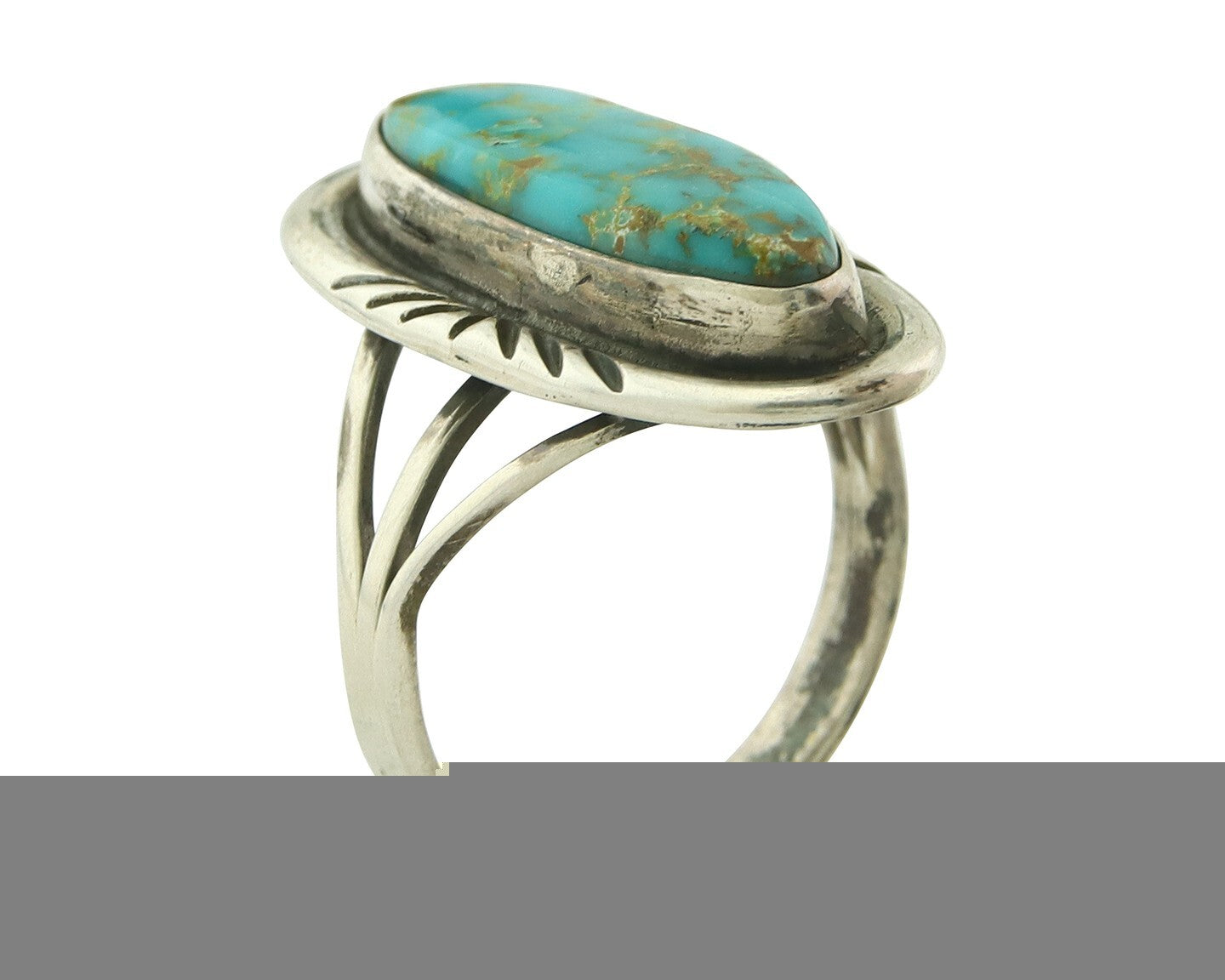 Vintage Navajo Ring 925 Sterling Silver Turquoise Handmade Signed C Size 7.25