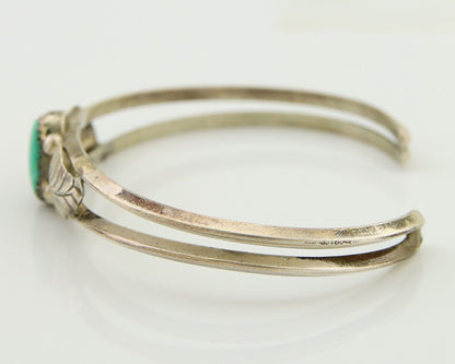 Navajo Cuff Bracelet Blue Turquoise 925 Silver Native Artist Signed BD C.80's