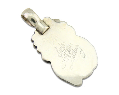 Navajo Necklace 925 Silver Spiderweb Turquoise Artist Signed Justin Morris C80s