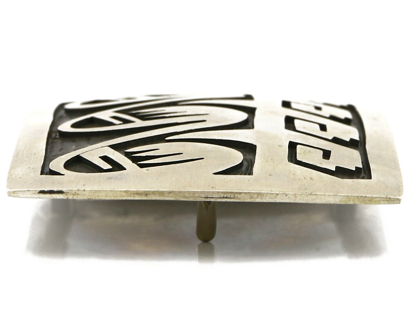 Navajo Belt Buckle .925 SOLID Sterling Silver Handmade Overlay Circa 1980's