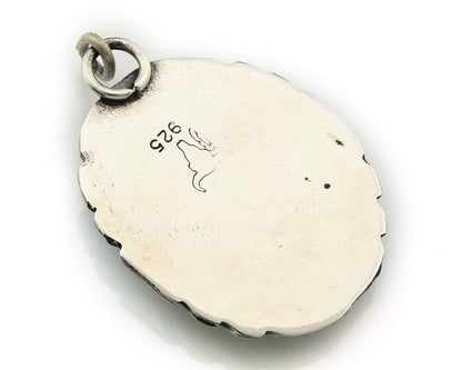 Navajo Pendant Sterling Silver Natural Gemstone Vintage Signed Bull Head