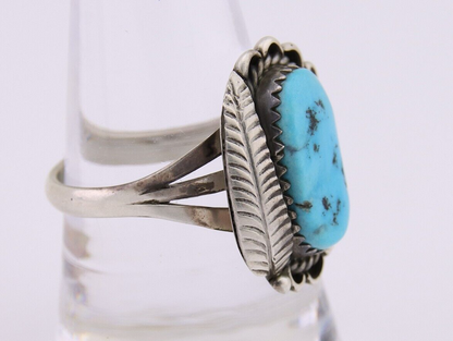 Navajo Ring 925 Silver Natural Blue Turquoise Native American Artist C.80's