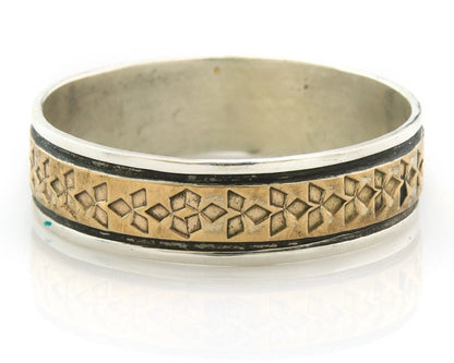 Men Navajo Ring Sterling Silver & Gold Turpens Pawn Vault Size 13.0