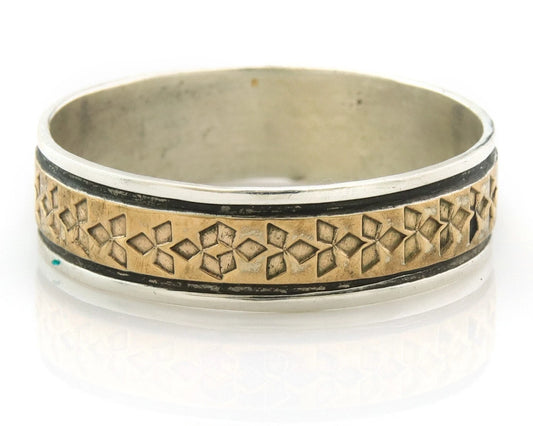 Men Navajo Ring Sterling Silver & Gold Turpens Pawn Vault Size 13.0