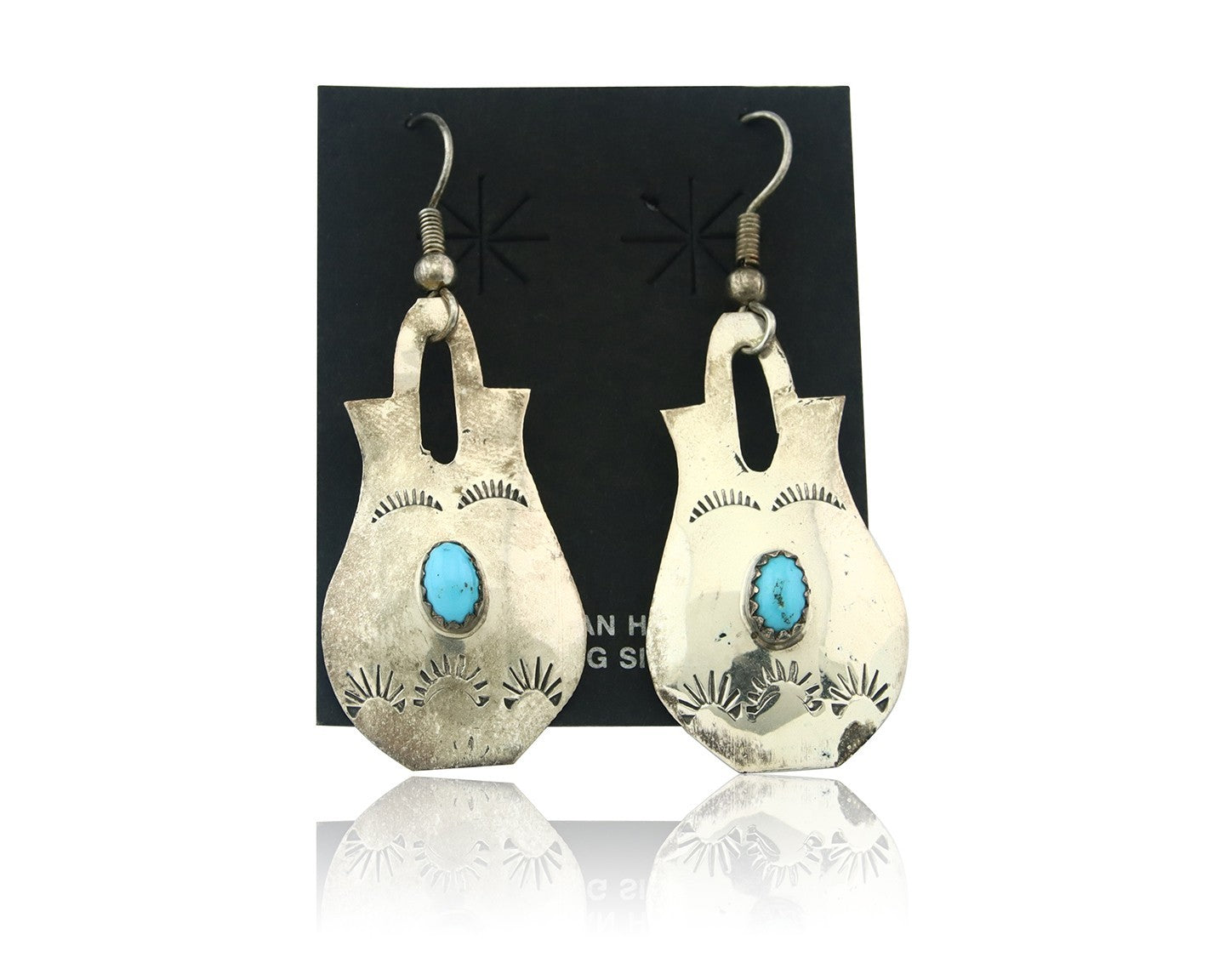 Navajo Earrings Sterling Silver Turquoise Vintage Dangle Signed L Ramone