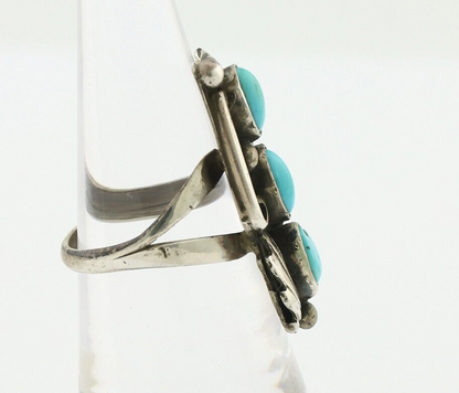 Navajo Ring 925 Silver Sleeping Beauty Turquoise Artist Signed T C.80's