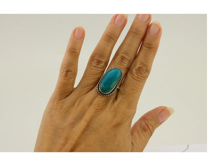 Navajo Handmade Ring .925 Silver Turquoise Artist Signed Henrietta Yesele C.80's