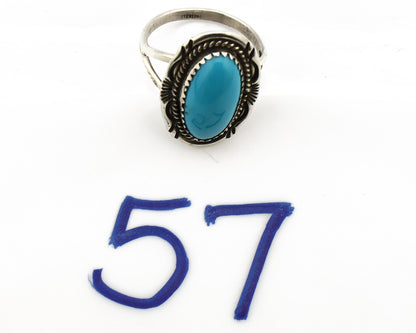 Navajo Ring .925 Silver Sleeping Beauty Turquoise Artist Signed Anna Begay C80s