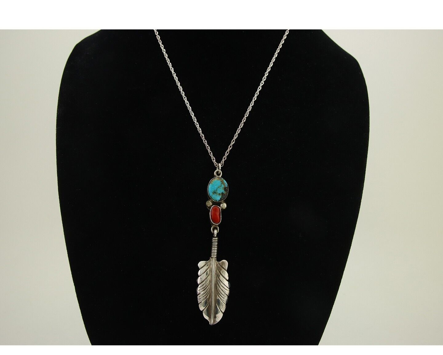 Navajo Necklace 925 Silver Natural Turquoise Artist Signed M Montoya C.80's