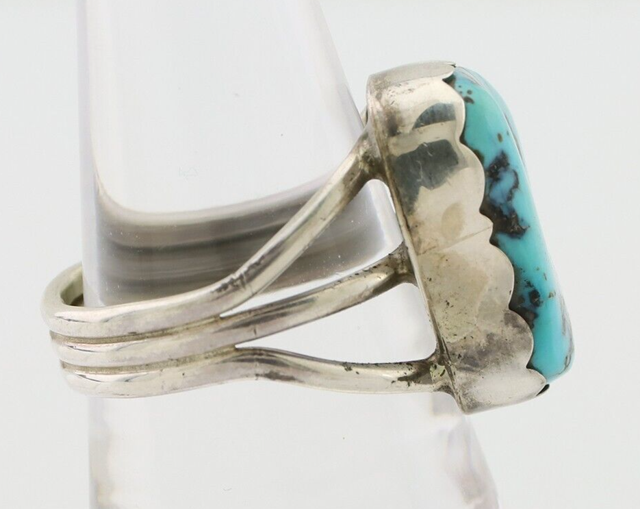 Navajo Ring 925 Silver Natural Blue Turquoise Signed Tony Guerro C.80's