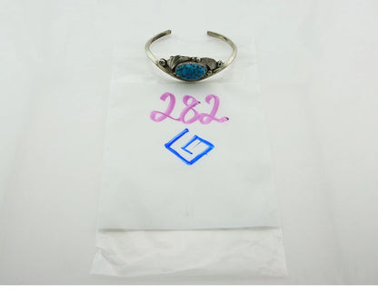 Navajo Cuff Bracelet Sterling Silver Turquoise Handmade Vintage Signed JM