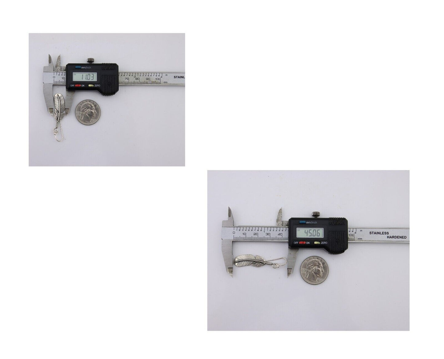 Navajo Feather Earrings 925 Silver Native American Artist C.80's