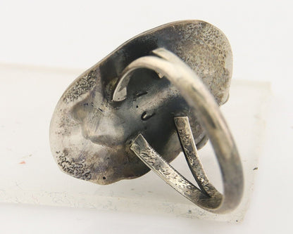 Navajo Ring 925 Sterling Natural Blue Turquoise Signed J.J. C.80's Size 7.35