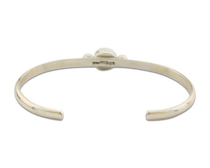 Navajo Bracelet .925 Silver Natural Red Coral Cuff Native American Artist C.80's