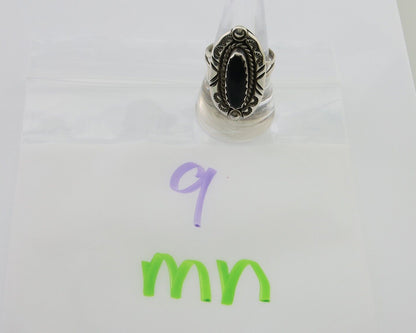 Navajo Ring 925 Silver Black Onyx Artist Signed V & N Edsitty C.80's