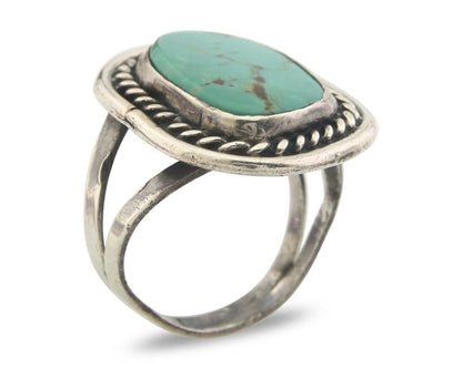 Navajo Ring 925 Sterling Turquoise Handmade Native Artist C.80's Size 7.25