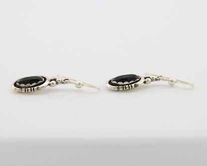 Navajo Dangle Earrings 925 Silver Natural Black Onyx Native American C.80's