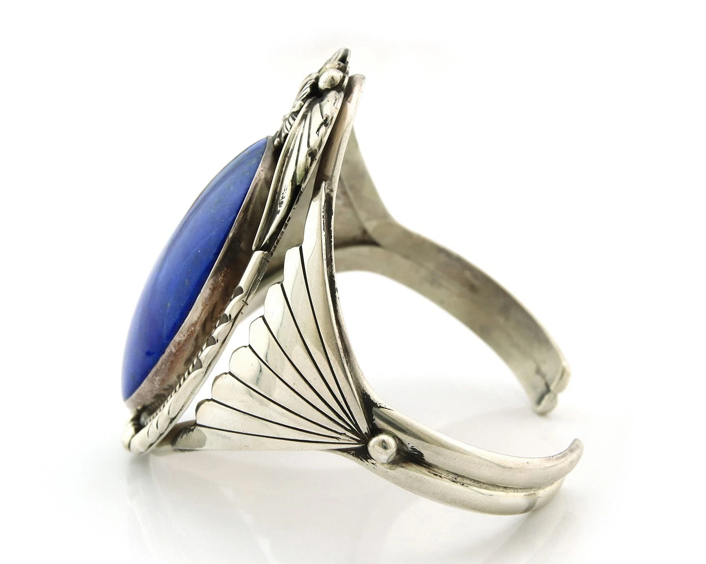 Navajo Cuff Bracelet Sterling Silver Lapis Vintage Signed Cecil Atencio