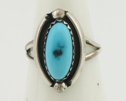 Navajo Ring .925 Silver Sleeping Beauty Turquoise Signed SkyStone Creations C80s