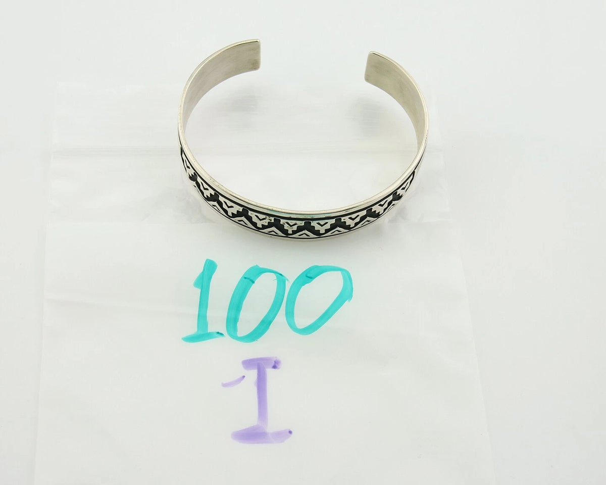 Navajo Bracelet 925 Silver Handmade Cuff Artist Signed Tom Billy C.80's