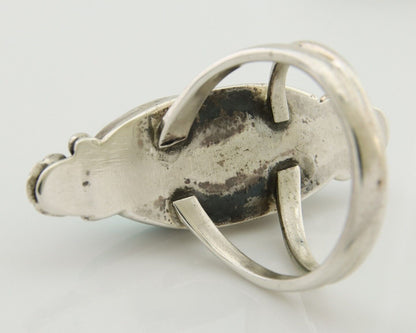 Navajo Ring 925 Silver Natural Blue Turquoise Native American Artist C.80's