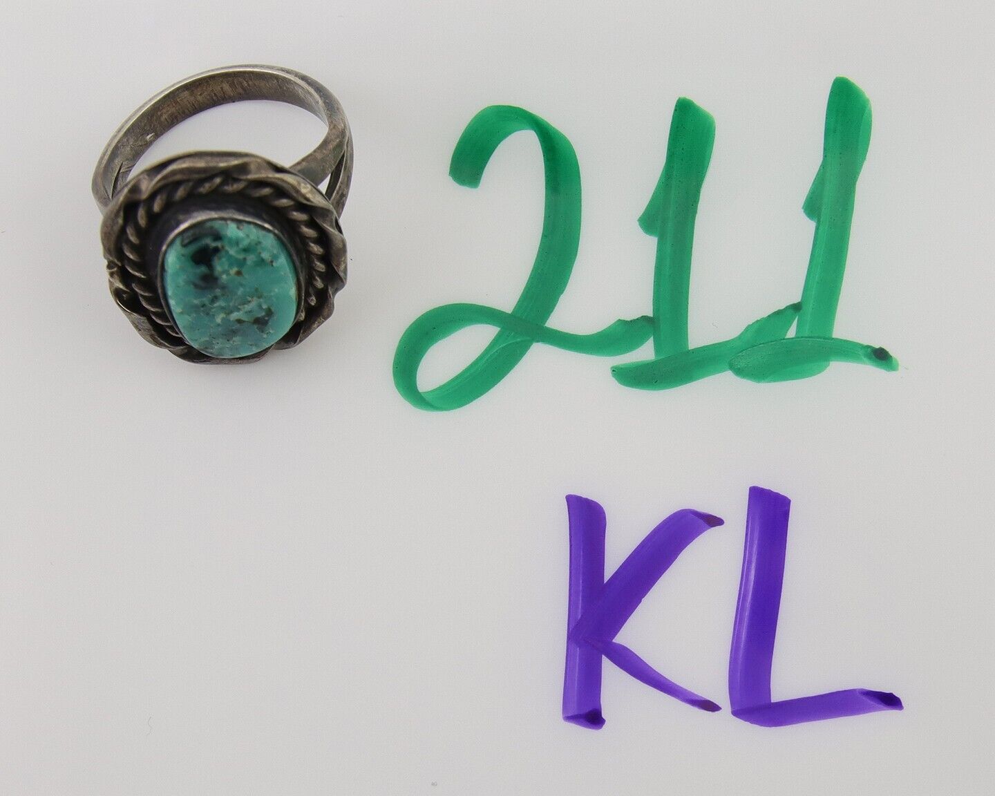 Navajo Handmade Ring 925 Silver Natural Turquoise Native Artist C.80's