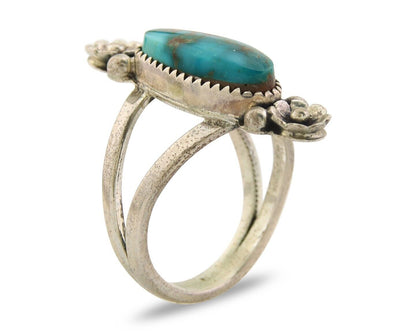 Navajo Ring 925 Sterling Natural Blue Turquoise Native Artist C.80's Size 6.5