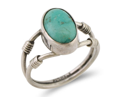 Navajo Ring 925 Silver Natural Blue Turquoise Native American Artist C.80's