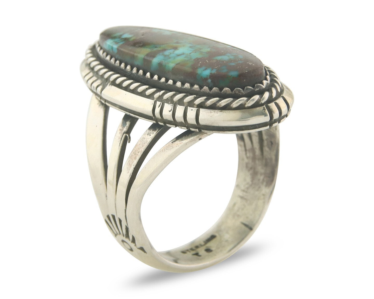 Vintage Navajo Ring 925 Sterling Authentic Turquoise Artist Signed TS Size 9.0