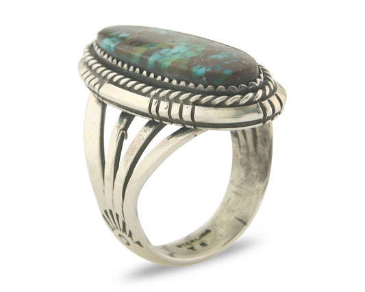 Vintage Navajo Ring 925 Sterling Authentic Turquoise Artist Signed TS Size 9.0