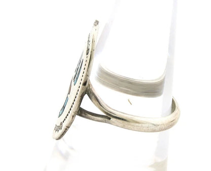 Navajo Bagger Paw Ring Sterling Silver Natural Gemstone Vintage Size 6.0