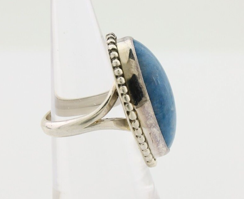 Navajo Handmade Ring 925 Silver Blue Denim Lapis Artist Signed M C.80's