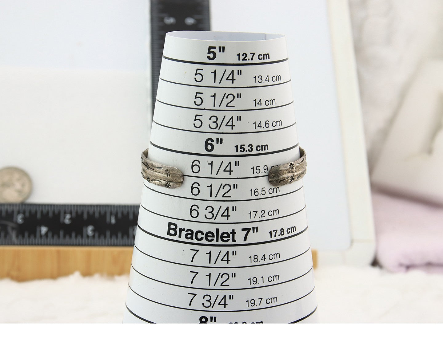 Navajo Bracelet Sterling Silver Turquoise Hand Stamped Native American Artist