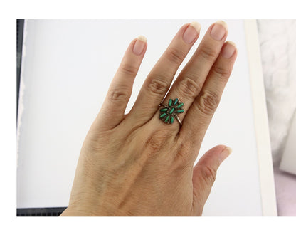Vintage Zuni Ring 925 Sterling Silver Traditional Authentic Turquoise Size 8.0