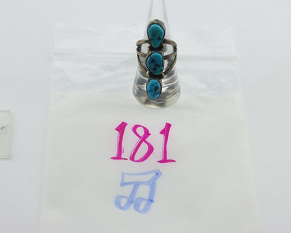 Navajo Ring 925 Silver Natural Blue Turquoise Native American Artist C.80's