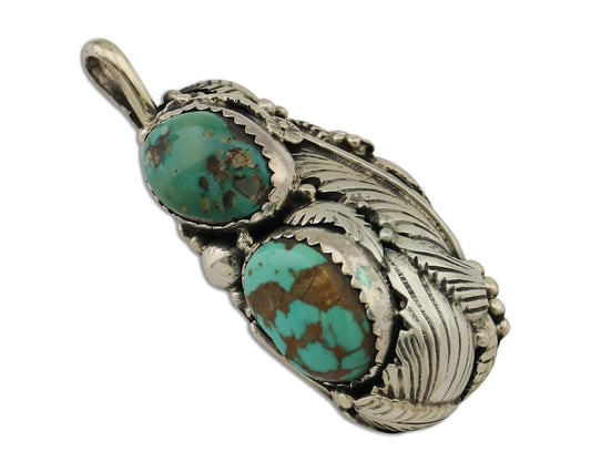 Navajo Pendant 925 Silver Natural Bisbee Turquoise Signed Tom Willeto C.80's