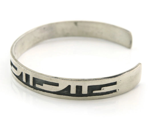 Navajo Cuff Bracelet Sterling Silver Vintage Native American Artist