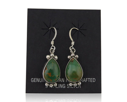 Navajo Dangle Earrings 925 Silver Natural Turquoise Native American Artist C80s