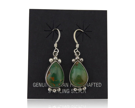 Navajo Dangle Earrings 925 Silver Natural Turquoise Native American Artist C80s