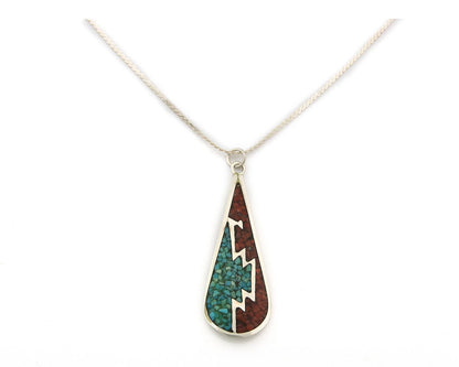 Navajo Necklace Sterling Silver Authentic Inlaid Gemstone Native American