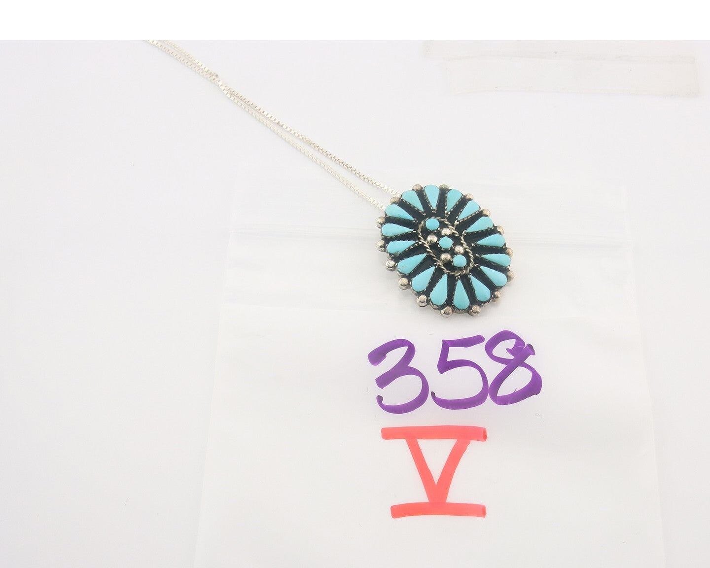 Navajo Sterling Silver Necklace Turquosie Authentic Vintage Signed Ben Yazzie