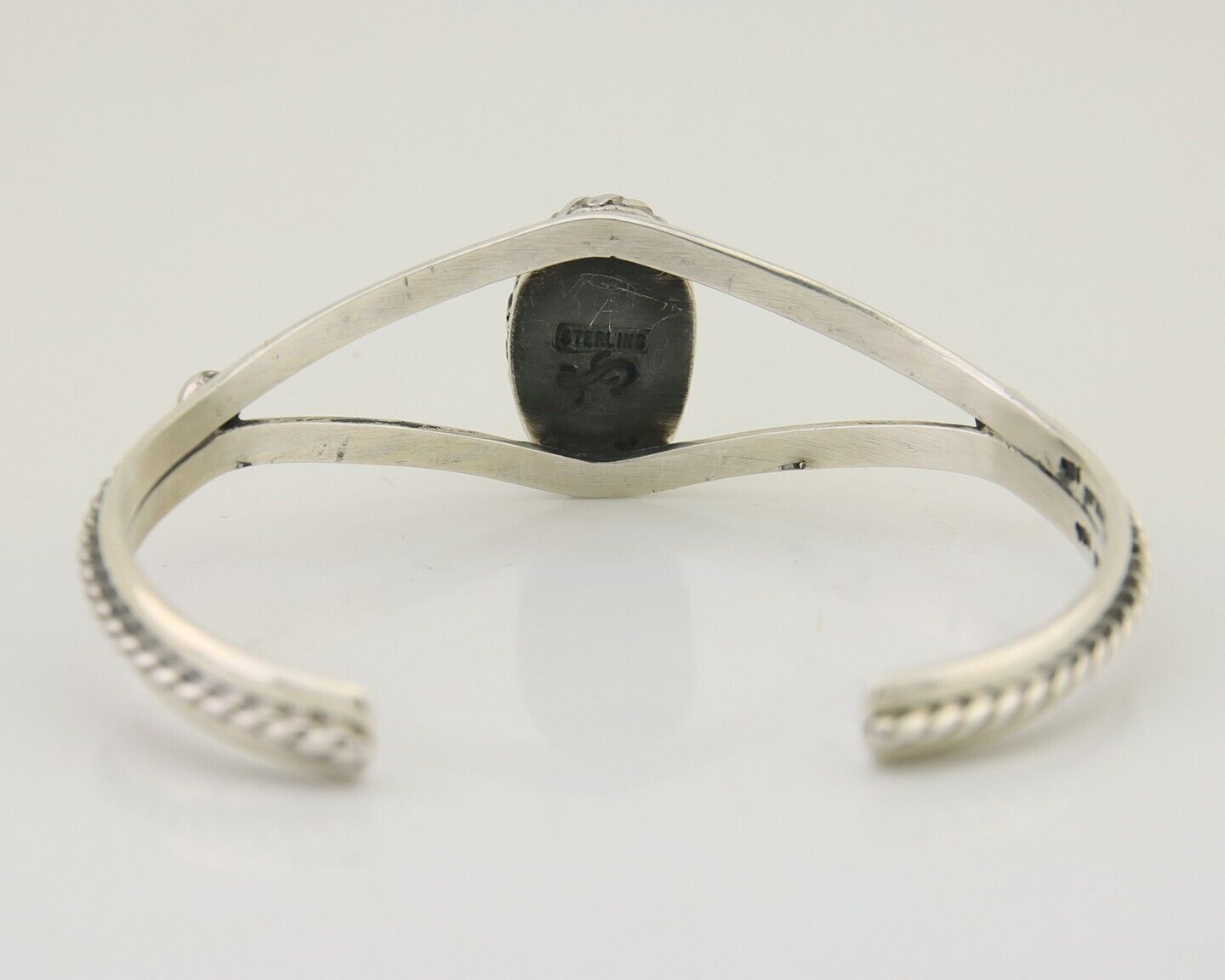 Navajo Bracelet 925 Silver Blue Turquoise Artist Signed Gecko C.80's