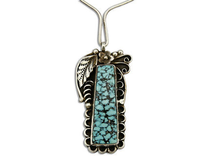 Navajo Artist FG .925 Silver Natural Blue Turquoise Handmade Necklace